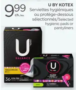 Proxim U BY KOTEX Selected hygienic pads or pantyliners offer