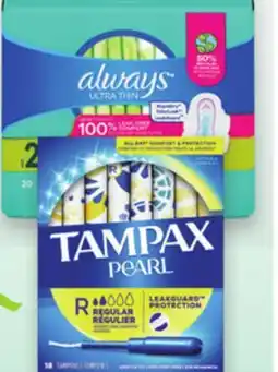 Proxim ALWAYS, TAMPAX Selected hygienic pads, pantyliners or tampons offer