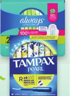 Proxim ALWAYS, TAMPAX Selected hygienic pads, pantyliners or tampons offer
