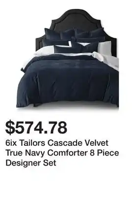 Bed Bath & Beyond 6ix Tailors Cascade Velvet True Navy Comforter 8 Piece Designer Set offer