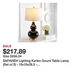Bed Bath & Beyond SAFAVIEH Lighting Karlen Gourd Table Lamp (Set of 2) - 15x15x28.5 - Black/Gold Leaf offer