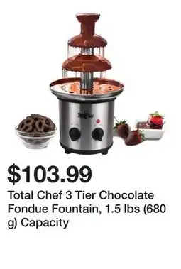 Bed Bath & Beyond Total Chef 3 Tier Chocolate Fondue Fountain, 1.5 lbs (680 g) Capacity offer