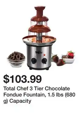 Bed Bath & Beyond Total Chef 3 Tier Chocolate Fondue Fountain, 1.5 lbs (680 g) Capacity offer