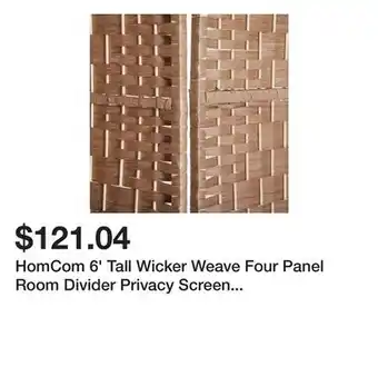 Bed Bath & Beyond HomCom 6' Tall Wicker Weave Four Panel Room Divider Privacy Screen - Natural Blonde Wood offer