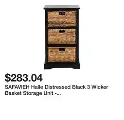 Bed Bath & Beyond SAFAVIEH Halle Distressed Black 3 Wicker Basket Storage Unit - 17.3 x 13.4 x 29.5 offer