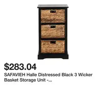 Bed Bath & Beyond SAFAVIEH Halle Distressed Black 3 Wicker Basket Storage Unit - 17.3 x 13.4 x 29.5 offer