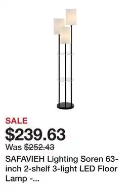 Bed Bath & Beyond SAFAVIEH Lighting Soren 63-inch 2-shelf 3-light LED Floor Lamp - 14 W x 14 L x 62.5 H offer