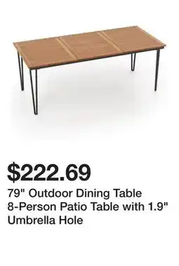Bed Bath & Beyond 79 Outdoor Dining Table 8-Person Patio Table with 1.9 Umbrella Hole offer