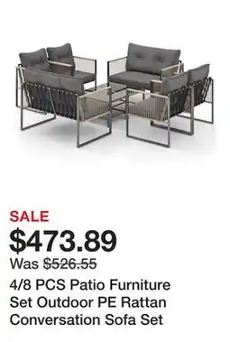 Bed Bath & Beyond 4/8 PCS Patio Furniture Set Outdoor PE Rattan Conversation Sofa Set offer