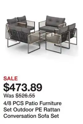 Bed Bath & Beyond 4/8 PCS Patio Furniture Set Outdoor PE Rattan Conversation Sofa Set offer