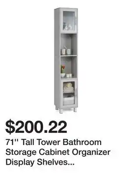 Bed Bath & Beyond 71'' Tall Tower Bathroom Storage Cabinet Organizer Display Shelves - Grey offer