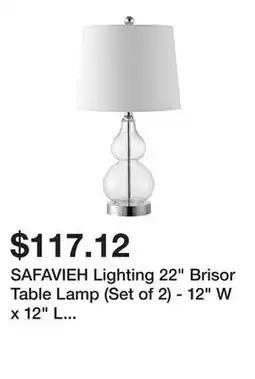 Bed Bath & Beyond SAFAVIEH Lighting 22 Brisor Table Lamp (Set of 2) - 12 W x 12 L x 22 H offer