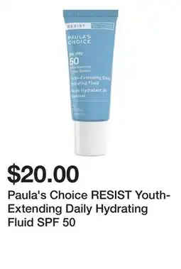 Sephora Paula's Choice RESIST Youth-Extending Daily Hydrating Fluid SPF 50 offer