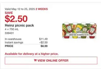 Costco Heinz picnic pack offer