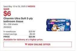 Costco Charmin Ultra Soft 2-ply bathroom tissue offer