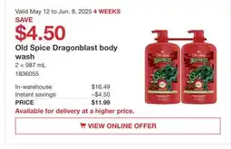 Costco Old Spice Dragonblast body wash offer