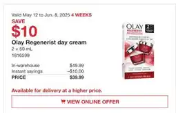 Costco Olay Regenerist day cream offer