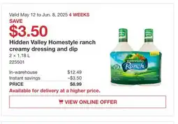 Costco Hidden Valley Homestyle ranch creamy dressing and dip offer