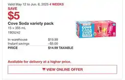Costco Cove Soda variety pack offer
