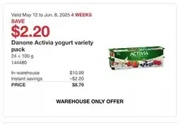 Costco Danone Activia Yogurt variety pack offer