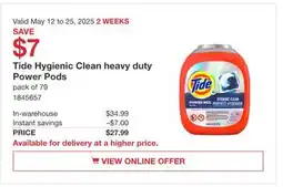 Costco Tide Hygienic Clean Heavy duty Power Pods offer