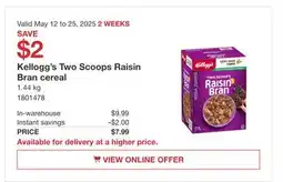 Costco Kellogg's Two Scoops Raisin Bran Cereal offer