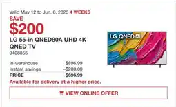 Costco LG 55-in QNED80A UHD 4K QNED TV offer