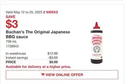 Costco Bachan's The Original Japanese BBQ sauce offer