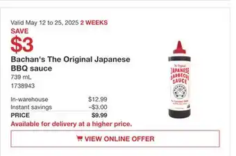 Costco Bachan's The Original Japanese BBQ sauce offer