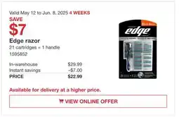 Costco Edge razor offer