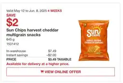 Costco Sun Chips harvest cheddar multigrain snacks offer