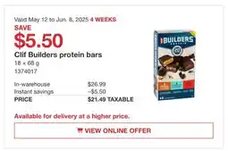 Costco Clif Builders protein bars offer