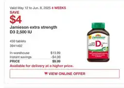 Costco Jamieson extra strength D3 2,500 IU offer