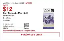 Costco Olay Retinol24 Max night moisturizer offer