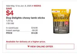 Costco Dog Delights chewy lamb sticks offer