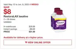Costco RestoraLAX laxative offer