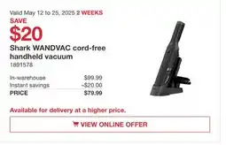 Costco Shark WANDVAC cord-free handheld vacuum offer