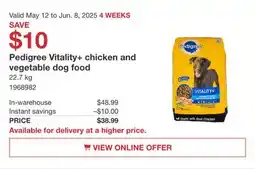 Costco Pedigree Vitality+ chicken and vegetable dog food offer