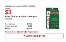 Costco After Bite insect bite treatment offer
