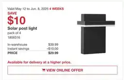 Costco Solar Post Light offer
