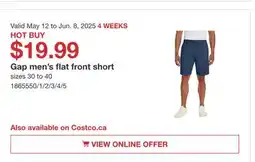 Costco Gap men's flat front short offer