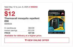 Costco Thermacell Mosquito Repellent E90 offer