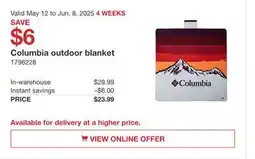 Costco Columbia outdoor blanket offer