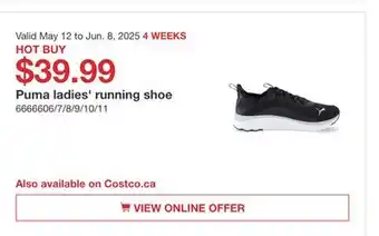 Costco Puma ladies' running shoe offer