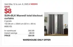 Costco SUN + BLK Maxwell total blackout curtains offer