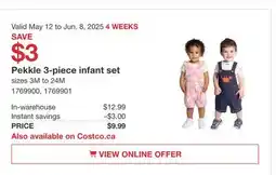 Costco Pekkle 3-piece infant set offer