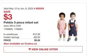 Costco Pekkle 3-piece infant set offer