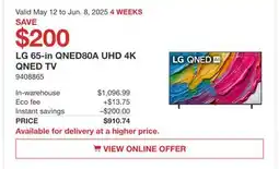 Costco LG 65-in QNED80A UHD 4K QNED TV offer