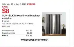 Costco SUN+BULK Maxwell total blackout curtains offer