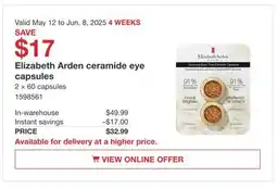 Costco Elizabeth Ardenn ceramide eye capsules offer